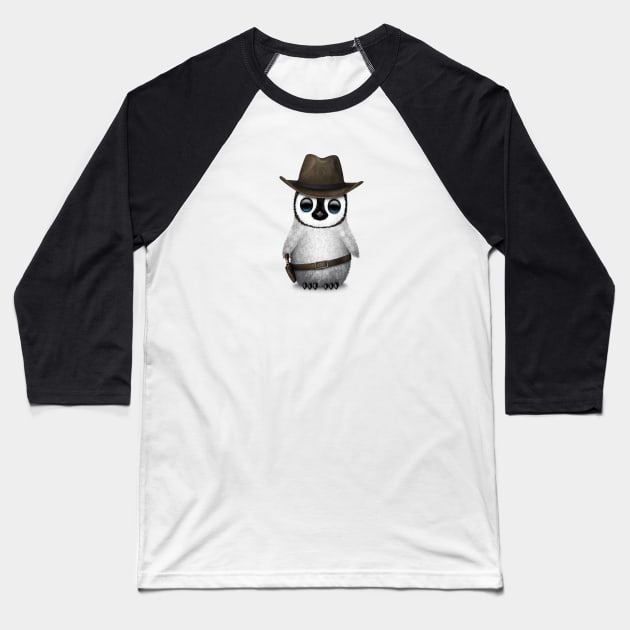 Cute Baby Penguin Wearing Cowboy Hat Baseball T-Shirt by jeffbartels